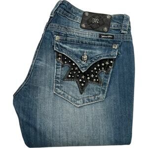 Miss Me Y2K Punk Kiss Star Embellished Faux Fur Boot Jeans